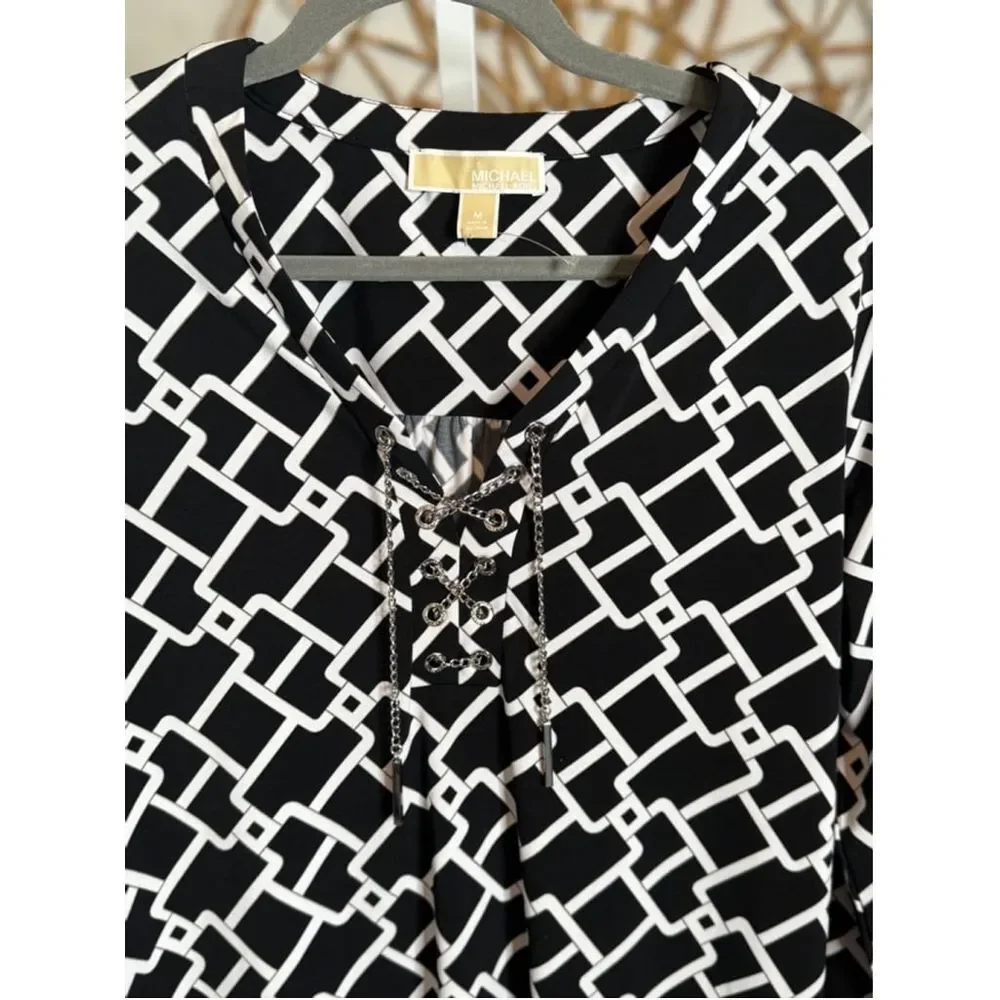 Women's Michael Kors Black & White Geometric Dress‎ Size M